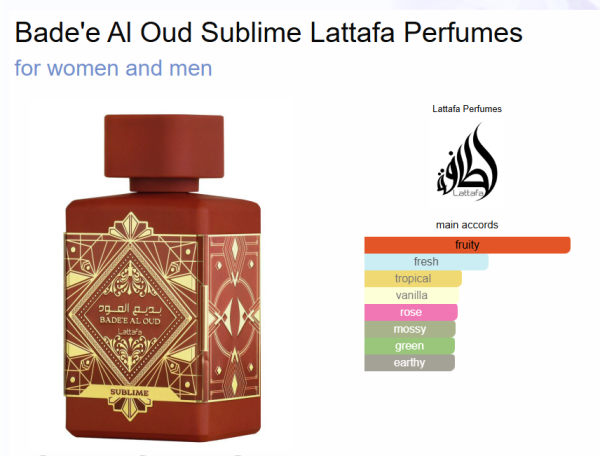 Bade'E Al Oud Sublime Red By Lattafa Red For Unisex 3.4 Ounce/ 100 ml Eau De Parfume Spray