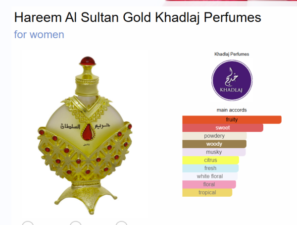 Gift Hareem Al Sultan Gold Authentic By Khadlaj For Women 1 Ounce/ 0.7ml Oil Perfume